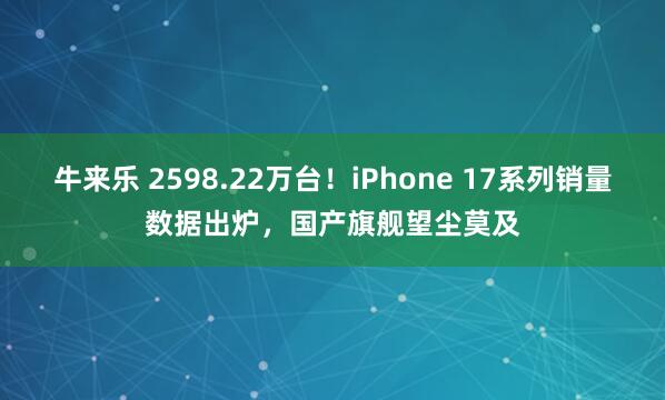 牛来乐 2598.22万台！iPhone 17系列销量数据出炉，国产旗舰望尘莫及